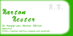marton nester business card