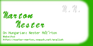 marton nester business card